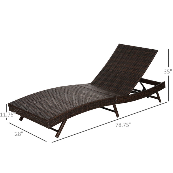 English Elm Patio Chaise Lounge Handwoven Pe Rattan Pool Chair with Five Position Recline T3971P384532
