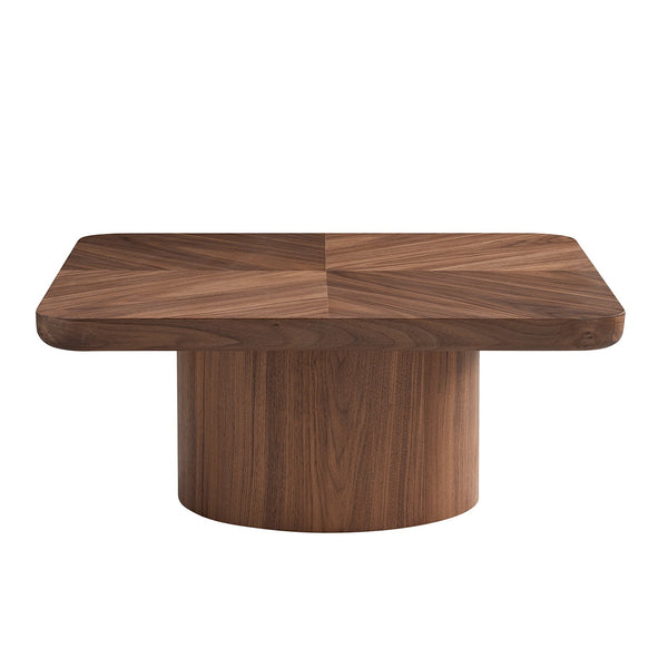 English Elm Square Herringbone Parquet Veneer Coffee Table Low Profile Contemporary Living Room Walnut W2085P384784