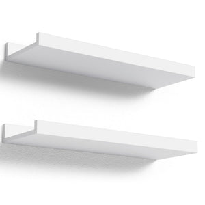 English Elm Floating Shelves Set of 2 Modern White Wall Mounted Display Shelves 15.6x5.1 Slim Durable Build W2181P194271