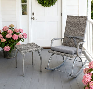 English Elm Small Outdoor Wicker Cube Table Hand Woven Pe Rattan Patio Side Accent T3971P419101