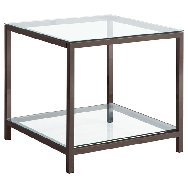 English Elm Weston Black Nickel 1-Shelf Glass Top End Table — Modern Luxury Accent, Tempered Glass, Durable Storage B062P328664