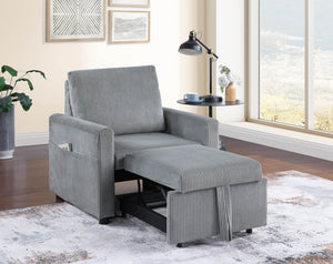English Elm Ottavio Corduroy Accent Chair with Convertible Chaise Lounge and Built-in Storage Pocket B2749S00259