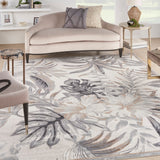 Nourison Pompeii PMP02 Machine Made Power-loomed Narrow Border Indoor Only Tropical  Rug Ivory Grey, Ivory Grey 70% Polypropylene,30% Polyester 99446882059