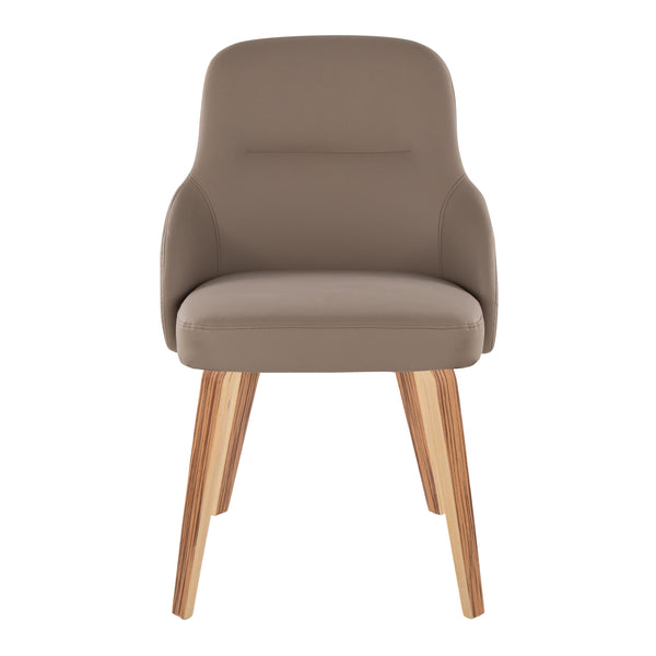 English Elm Chair Set of 2 Zebra Wood Grain Faux Leather Padded Dining Seating Contemporary B202S02127
