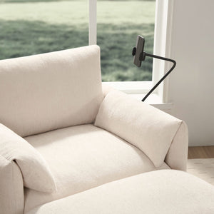 English Elm 37" Oversized Chenille Armchair with Ottoman Usb Charging Pocket Spring Living Room Beige N723P387145A