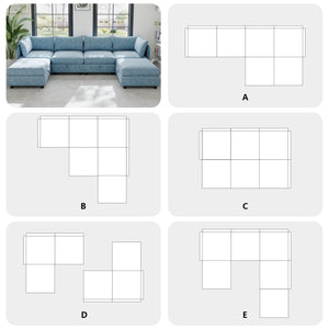 English Elm Modular Sectional Sofa with Under Seat Storage Converts to Sleeper for Living Room Antique Blue W680S00142