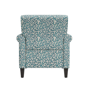 English Elm Barnet Barrel Accent Chair Vine Print Upholstery Nailhead Trim Tapered Wood Legs B127P495065