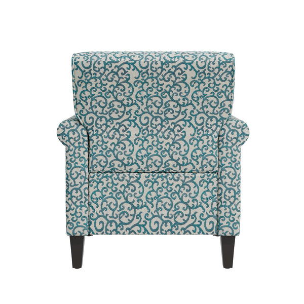 English Elm Barnet Barrel Accent Chair Vine Print Upholstery Nailhead Trim Tapered Wood Legs B127P495065