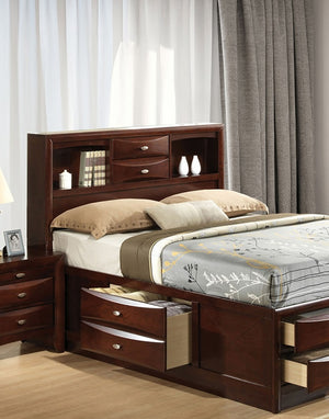 English Elm Contemporary Queen Size Bed With Footboard Drawers & Headboard Bookcase In Rich Cherry Finish B2741S00559