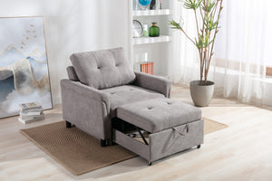 English Elm Francesca Woven Convertible Armchair Foam Pocket Coil Sleeper for Studio Spaces Gray B2749S00193
