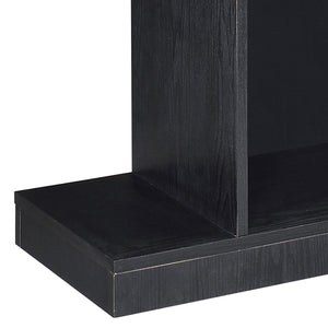 English Elm Black 2-shelf Sofa Table with Spacious Top and Open Storage Shelves, Contemporary Black Console B062P186477