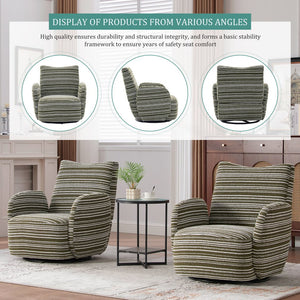 English Elm Modern Boucle 360° Swivel Leisure Chair with High‑Resilience Sponge, Supportive Curve, 550lb Capacity Olive Green W395P355490
