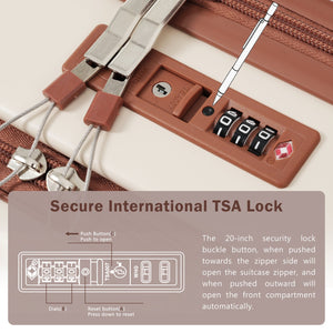 English Elm Front Access Hardside 3 Piece Travel Set with Usb Port Spinner Wheels and Tsa Lock Brown+White N732P326130K