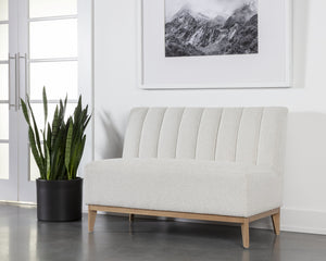 Sunpan Kosovo Banquette – Luxe Comfort with Elegant Tufting and Distinctive Wood Character for Your Space Natural / Copenhagen White