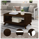 English Elm Rectangular Wood Coffee Table For Living Room, 41.5-Inch Coffee Table With Solid Wood Legs, Wood Center Table Tea Table With Open Storage Shelf. Easy Assembly, Espresso