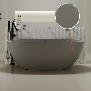 English Elm 55'' Freestanding Resin Stone Soaking Tub Spa Ergonomic Matte Finish Bathroom Grey W2753P478048