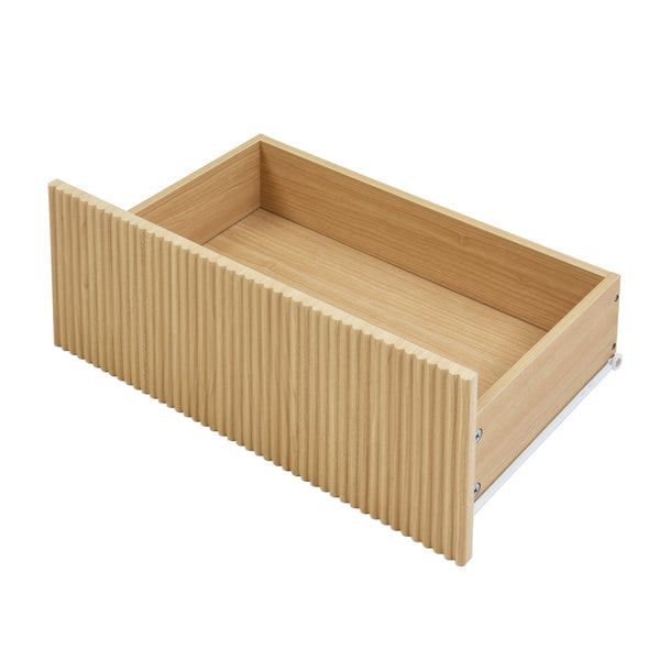 English Elm Modern Six Drawer Dresser with Wave Panel Fronts Handleless Design for Bedroom Natural W409P371357