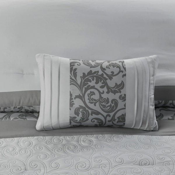 English Elm Embroidered 8-Piece Comforter Set In Serene Grey For King Beds – Cozy Microfiber With Elegant Accents B03594922