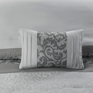English Elm Embroidered 8-Piece Comforter Set In Elegant Grey For California King – Cozy, Stylish & Easy Care! B03594923