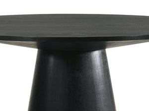 English Elm Froja Black Round Dining Table with Rubberwood & Oak Veneer Finish, Durable 25mm Top, Modern Elegance B2726S00116