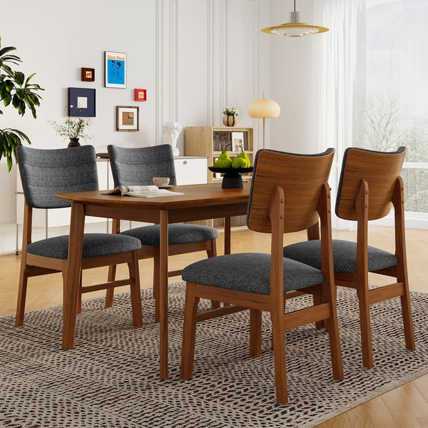 English Elm 47 Mid Century Modern Solid Wood Dining Table for 4, 51"x32" Rectangular Dinette, Minimalist Easy Assembly, Durable Finish, Kitchen-Friendly N752P271225D
