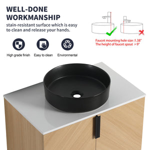 English Elm 30" Bathroom Vanity - Sleek Wall-Mounted Design With Ceramic Sink, Soft-Close Doors, Light Oak Finish W999S00444