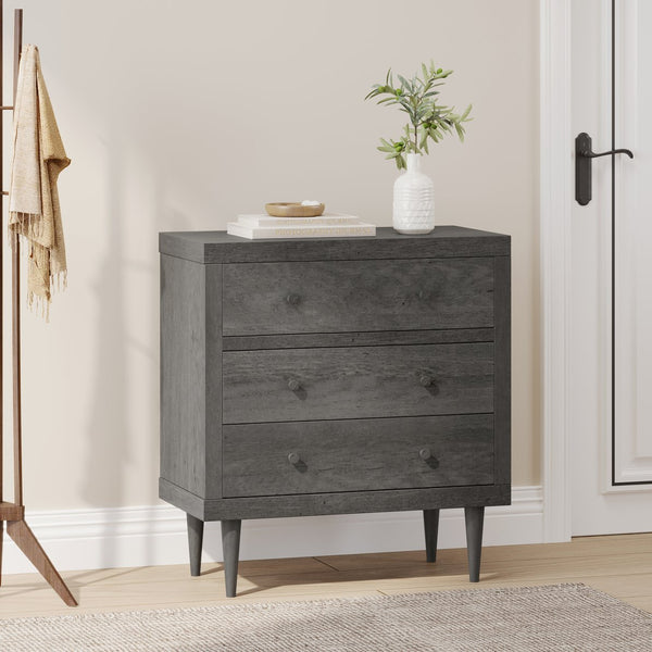 English Elm Christopher Knight Home® - NORDIC Mid-Century 3-Drawer Chest with Faux Wood Finish, Rubberwood Legs and Sleek Storage Appeal Grey 71144.00GRY