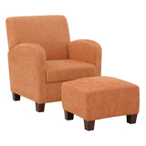 OSP Home Furnishings Aiden Chair & Ottoman Herringbone  Orange