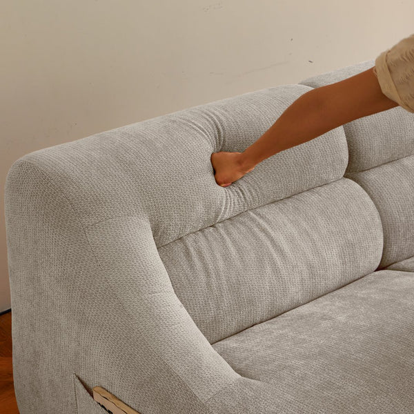 English Elm Shoes Chenille Memory Foam Loveseat Deep Seat Sofa for Apartments and Small Living Rooms Beige W668P381926