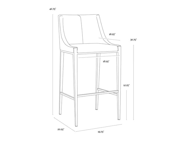 Sunpan DIONNE Barstool - Modern Design with Antique Brass Legs for Stylish Dining and Bar Areas Pebble 112414