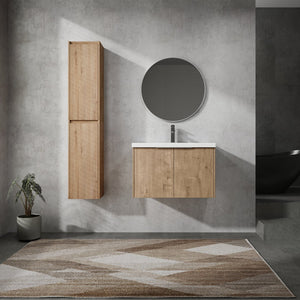 English Elm 30" Wall-Mounted Bathroom Vanity With Sink & Side Cabinets - Stylish, Space-Saving Design & Storage W999S00222