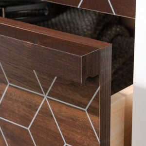 English Elm 4-Drawer Chest – Stylish White Finish With Walnut Accents For Modern Storage In Any Room B356P402756