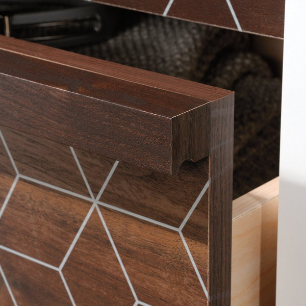 English Elm 4-Drawer Chest – Stylish White Finish With Walnut Accents For Modern Storage In Any Room B356P402756