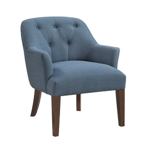 English Elm Modern Tufted Back Accent Chair with Espresso Wood Legs, Foam Seat Comfort, Stylish Living Room Seating Blue 26.5 L x 29 W x 22 H B011P305064