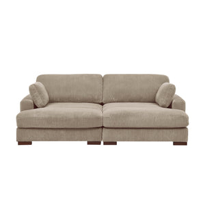 English Elm Large Corduroy Chaise Loveseat with Extended Leg Support for Relaxed Living Rooms Camel B2748S00009