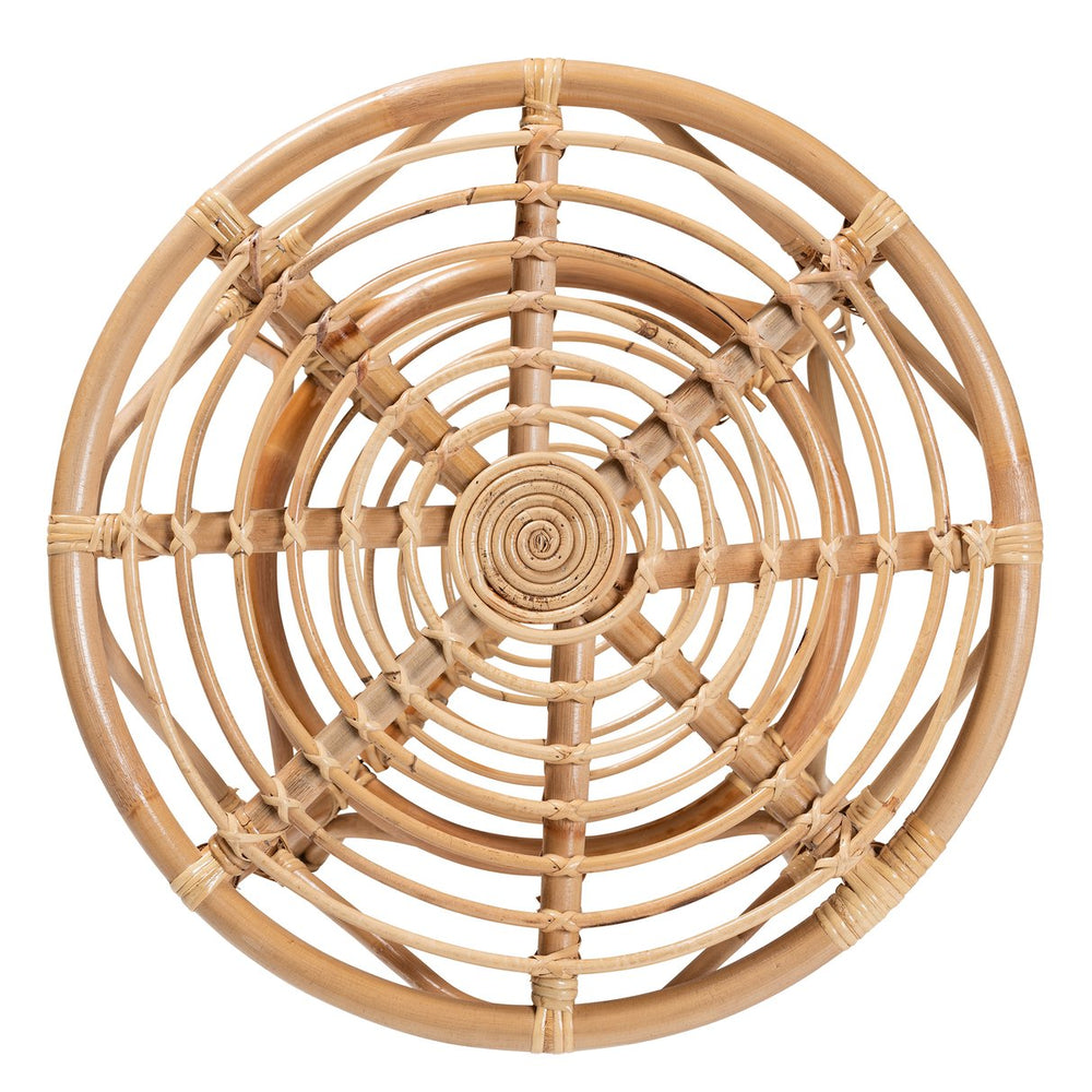 English Elm Modern Rattan Round Coffee Table Woven Geometric Lattice Bohemian Living Room Accent B2750P420350