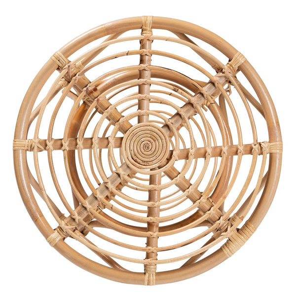English Elm Modern Rattan Round Coffee Table Woven Geometric Lattice Bohemian Living Room Accent B2750P420350