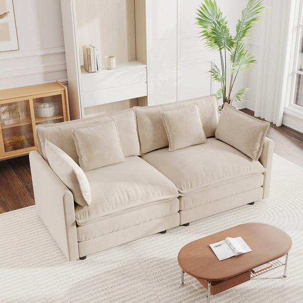 English Elm Modern Chenille Two Seat Loveseat with Deep Cushions Pillows and Solid Wood Frame W714S00893