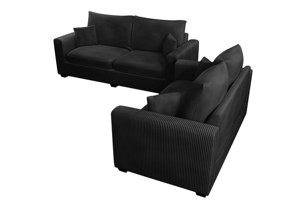 English Elm Contemporary Corduroy Sofa and Loveseat Set with Square Arms for Living Room B011S02223