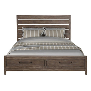 English Elm Montrose Queen Storage Bed with Usb Ports Poplar Wood Slatted Headboard Modern B108S00049