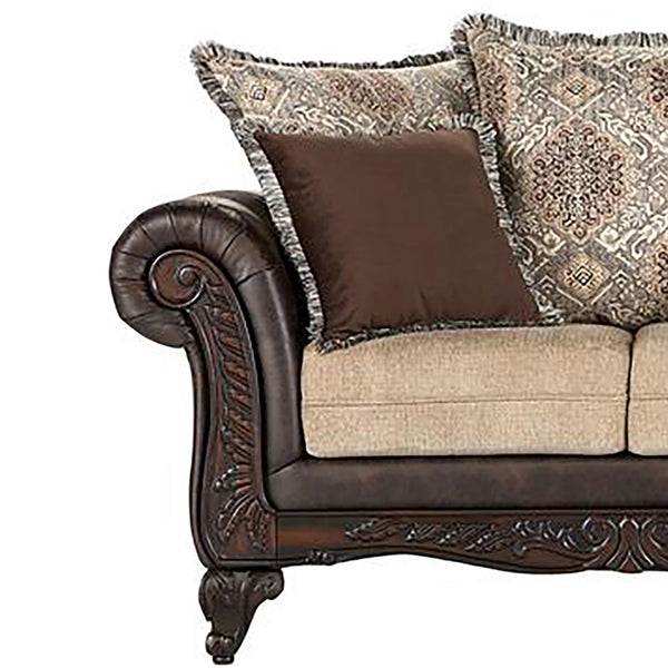 English Elm Brookridge Plush Brown Rolled Arm Sofa — Dark Faux Leather, Pillowtop Arms, Foam Comforting Luxury B062P354078