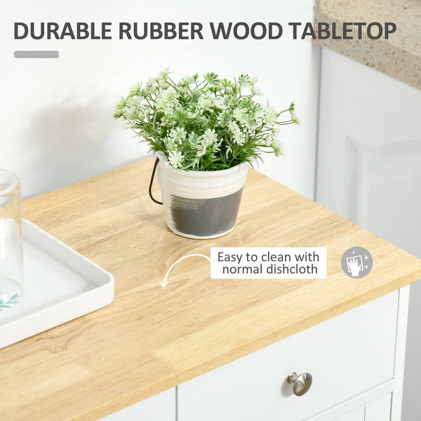 English Elm HOMCOM White Sideboard Buffet Cabinet with 2 Drawers & Adjustable Shelf, Sturdy MDF Credenza for Kitchen W2225P173905