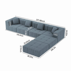 English Elm Shaped Modular Sectional Sofa 6 Seat Boneless High Density Foam Living Room Couch W1960S00016