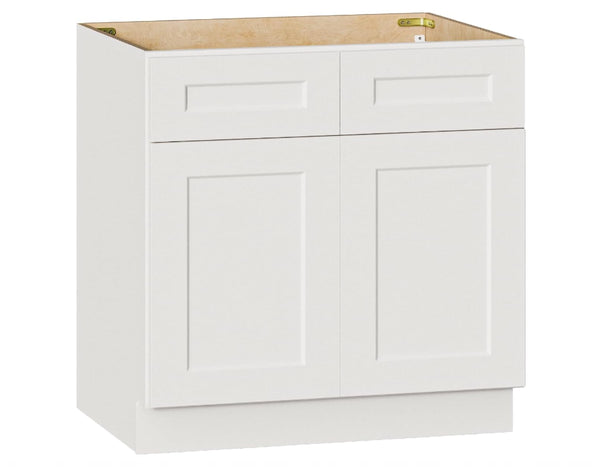 English Elm 33" Solid Wood Shaker Sink Base Cabinet White Two Door Soft Close Kitchen Bath T2950P479082