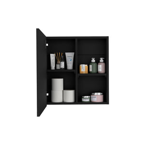 English Elm Medicine Cabinet Clayton Black with Mirrored Door, Space-Saving Engineered Wood, 4 Shelves Organize Bathroom 27.17x24.8x4.33 inches B092P238726