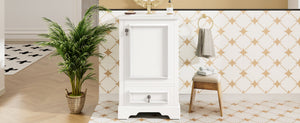 English Elm 20 Inch Bathroom Vanity with Ceramic Sink, Soft-Close Door, Adjustable Shelf, Smart Storage Organizing Design White N729P299505K