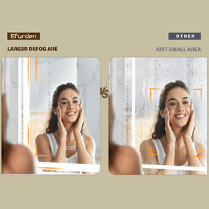 English Elm Bathroom LED Vanity Mirror 36x28 with Anti-Fog, Dimmable 3-Color Temp, Memory Function, Silver Frame T3177P284024