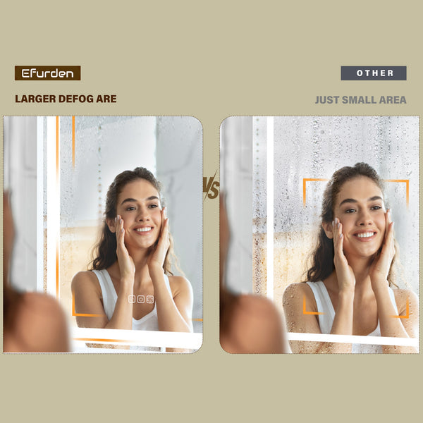 English Elm Bathroom LED Vanity Mirror 36x28 with Anti-Fog, Dimmable 3-Color Temp, Memory Function, Silver Frame T3177P284024