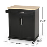 Christopher Knight Home® - Noble House - Batavia Contemporary Kitchen Cart with Wheels