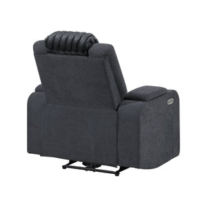 English Elm Duran Power Recliner with Led Lighting Usb Charging and Adjustable Headrest Support Black B201P412675